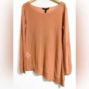 BCBGMaxAzria Terracotta Mesh Asymmetrical Sweater Women’s L Minimalist Chic
